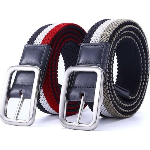 New Hot Canvas Web Mixed Colored Braided Stretch Golf Elastic Fabric Woven Casual Waist Belt Without Holes For Men/Women/Junior