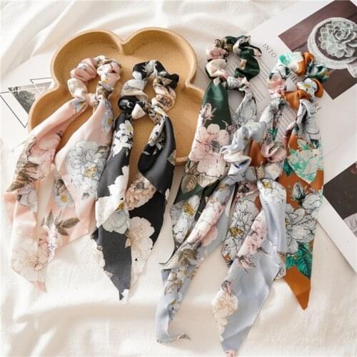 New Chiffon Hair Scrunchies Women Fashion Ponytail Holder Hair Tie Long Hair Rope Rubber Bands Hair Accessories Bowknot Headwear