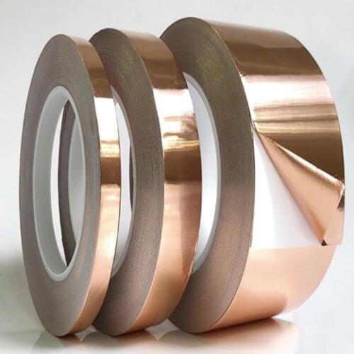 20 Meters 5mm 8mm 20mm Single Side Conductive Copper Tape Strip Shielding Foil EMI Resist Adhesive Tape Heat U4V1
