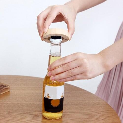 Bottle Opener Wooden Multi-purpose Beer Opener Bottle Cap Opener Fridge Magnet 6.3cm Beer Opener Woodmade Opener