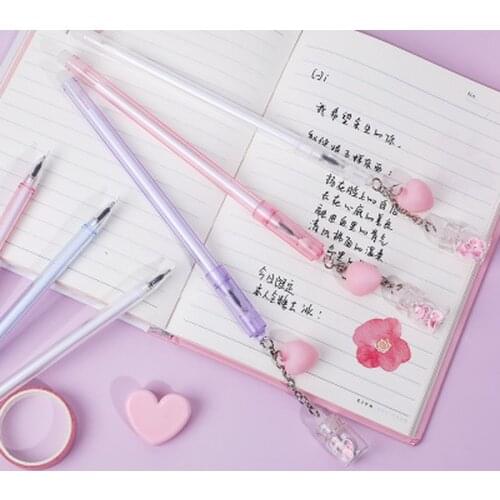 Peach Gel Pen Kawaii Stationery Gel Pens Creative Cartoon Kawaii Pen Black Ink Writing Gel Pens 0.5mm Kawaii School Supplies