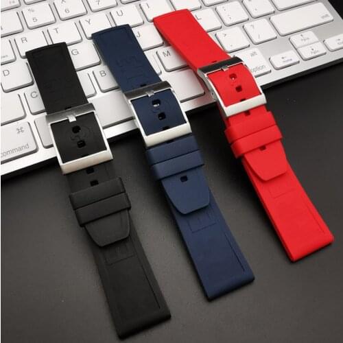 Top quality 22mm Black Dark Blue Red Watchband Caoutchouc Rubber silicone watch band For navitimer/avenger/Breitling strap logo