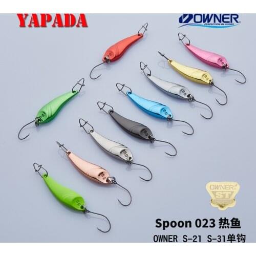 YAPADA Spoon 023 Hot Fish 2g 3g 5g OWNER Single Hook 28-32-40mmMulticolor Zinc alloy Metal Small Spoon Fishing Lures