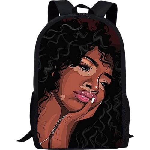 2021 3D Printed African girl Backpack Student Zipper Bag School Backpack Backbags Teen College Bags Teens Boys Girls Backpack