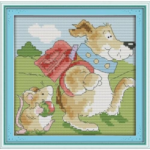 School friend cross stitch kit 14ct 11ct count print canvas stitches embroidery DIY handmade needlework plus