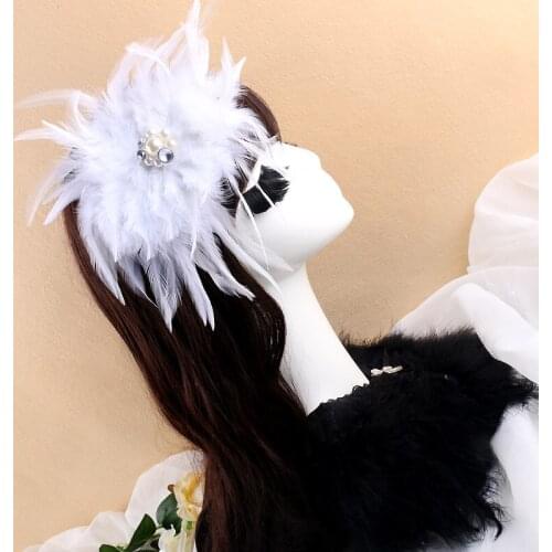 Fairy White Feather Headdress Hair Clip Women Girls Personality Sweet Feather Hair Accessories Bridal Pearl Wedding Accessories
