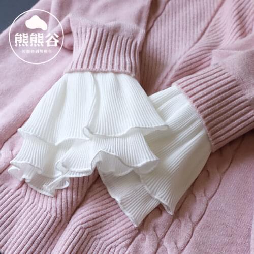 Sweater womens cuff stitching Fake Arm Sleeves Organ Solid Color Knitted Fake Cuff Gloves Women Girls Korean Style Big Wave Wri