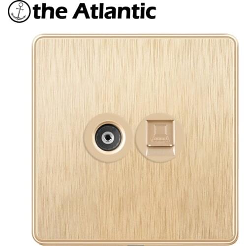 TV Signal RJ45 Cat5e Telephone Computer Data Satellite Cable Wall Socket PC Data Female Jack Outlet Gold Plastic Frame