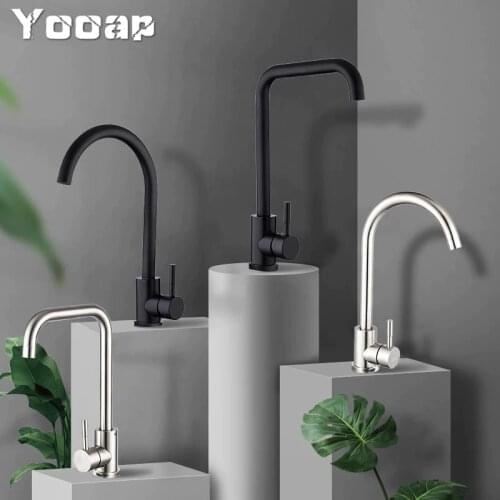 Yooap Frap High Quality Stainless Steel Black Spray Paint Kitchen Sink Faucet Single Handle Cold and Hot Water Mixer Faucets