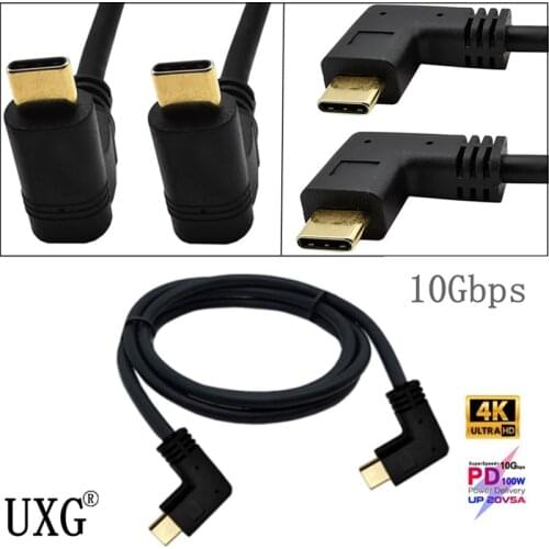 0.3M 1M 90 Degree USB-C to USB-C Cable right & left Angle 90 Degree USB 3.1 Type-C Male to Male Fast Charging Cable GEN2 10Gbps