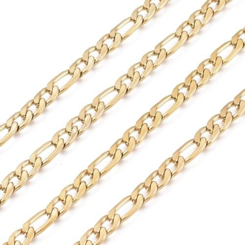 10m/roll 4.5mm wide 304 Stainless Steel Figaro Chains Curb Chains Unwelded with Spool for Jewelry Making DIY Bracelet Necklace