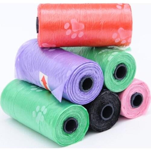 10 Rolls Of Paw Print Pet Garbage Bags 15 Bags/Roll Outdoor Household Cleaning Supplement Pets Pick Up Plastic Garbage Bags