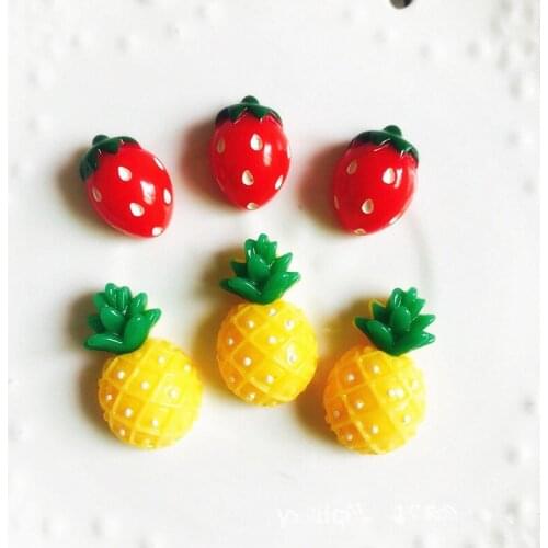10PCS Super Cute Fruit Charms Mini Pineapple Resin Clay Accessories Beads For DIY Decoration