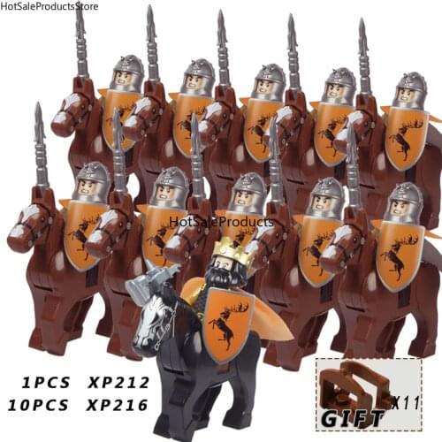 11PCS/Set Medieval Knights horses, mini soldiers minifigures Dragon Knights Building Bricks Blocks