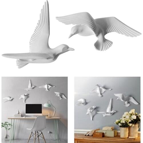 2pc Vivid Resin Seagull Sticker Living Room TV Background Wall Decorative