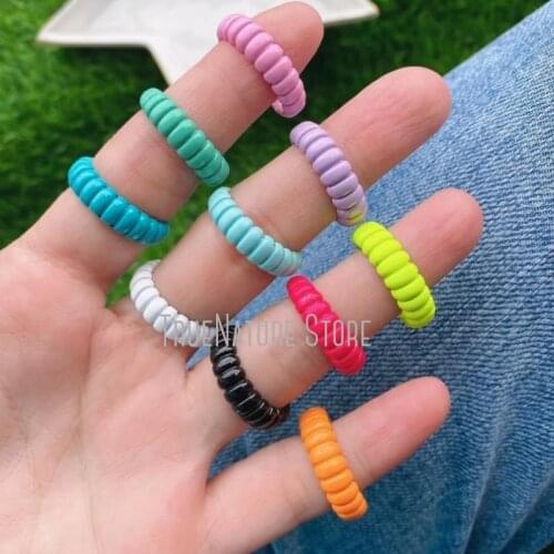 5Pcs RM39089 Adjustable Copper For Women Copper Womens Jewelry Ladies Rings For Her Colors Enamel Geometric Ring