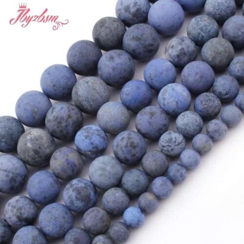 6,8,10,12mm Frost Matte Blue Stone Round Shape Natural Stone Beads For Necklace Bracelet Eaaring Jewelry Making 15"Free Shipping