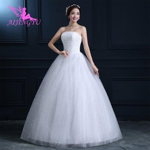 AIJINGYU 2021 communion Customized new hot selling cheap ball gown lace up back formal bride dresses wedding dress FU108