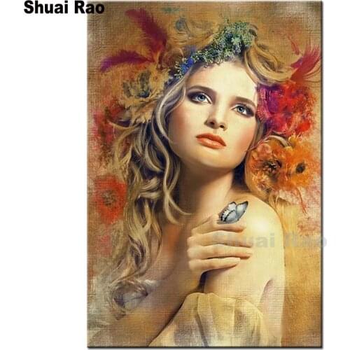 Abstract colorful female face diamond painting full squareround cross stitch diamond mosaic diy photo custom embroidery picture