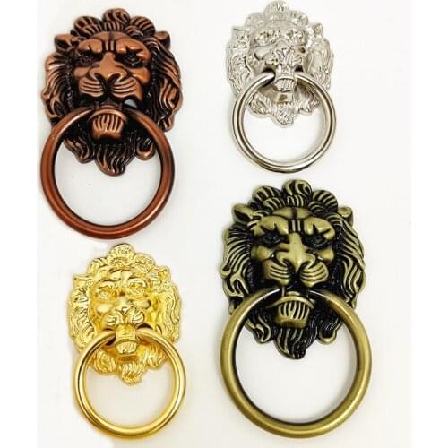 Antique Brass Bronze Lion Head Handle Beast for Lion Head Antique Alloy Handle Wardrobe Drawer Door Pull 50*40mm Furniture Knob
