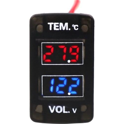 Car Digital Voltmeter Temperature Gauge 2 in 1 Voltage Temp LED Display Meter for Honda