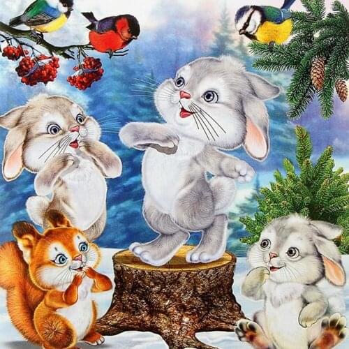 DPF rabbit 5D Diy Diamond Painting Round Full Diamond Scenery Embroidery Cross Stitch Kit Mosic Home Decoration Gift