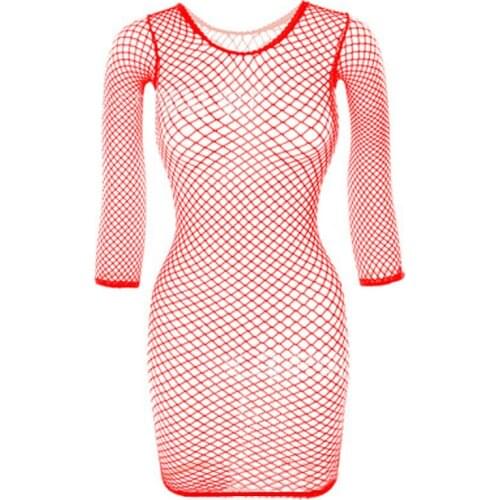 Sell Well Babydoll Lingerie Porno Long Sleeve Hollow Out Fishnet Sexy Dress for Sex Exotic Women Nightwear European Clothing