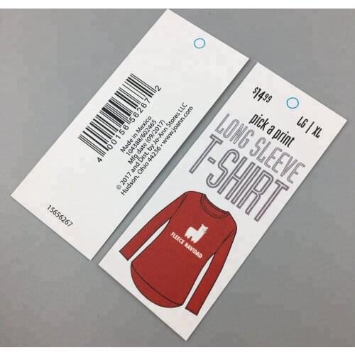 Custom t-shirt Wholesale white cardboard Hang Tag For Clothing