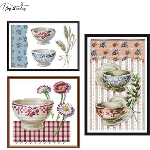 Joy Sunday Cross Stitch Kits Embroidery Needlework Sets Porcelain Patterns Printed on Canvas DIY Handmade Kit Still Life Style