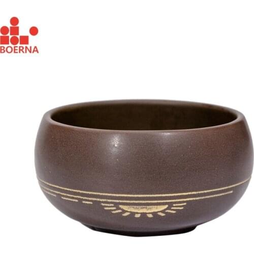 BOERNA Chinese Qinzhou Nixing Teacup with Landscape Carving Tea Bowl 75ml 2pcs Handmade Pottery Cup Beauty Gift with box package