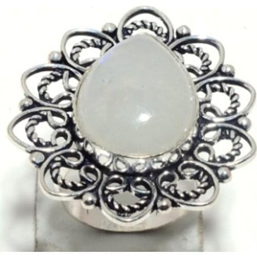 Genuine Rainbow Moonstone Ring Silver , Hand Made Women Jewelry gift. Size : All Size , GRP-R