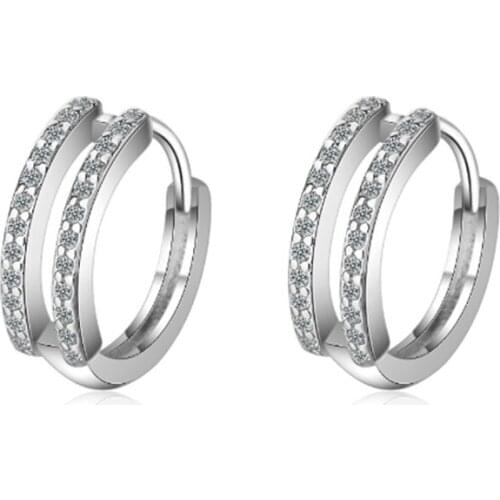 Korean fashion trend popular simple personality temperament crystal line silver plated ear rings YE006