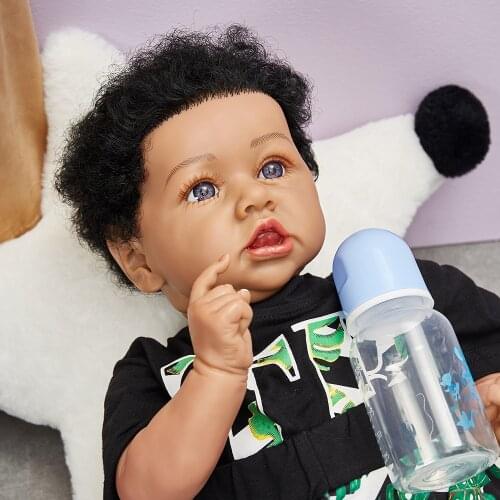 Handmade Black Skin Reborn Baby Dolls Soft Body For Boy Kids Gift Best Playmates
