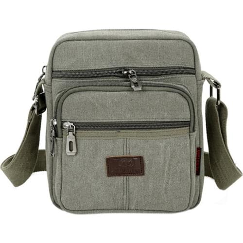 Multifunctional mens Shoulder Bag Flap Solid Color Casual Messenger Canvas Fashion Zipper Retro Travel mens Shoulder Bag