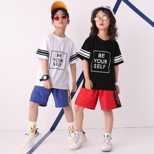 Fashion Show Children Hip Hop Jazz Dancing Costumes for Girls Boys Ballroom Dance Clothes Sweatshirt Tops Jogger Pants Dancewear