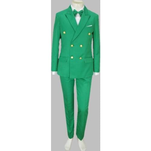 Jacket+Pants New double breasted green Suits Luxury Male personality Party Blazers Men Wedding Suit Mens Fashion Slim Prom Coat