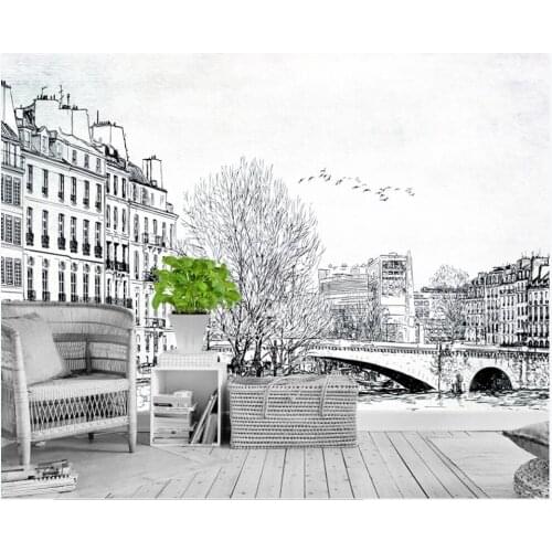 3d wallpaper custom photo mural Modern hand painted small town sky birds home decor living room wallpaper for walls 3 d