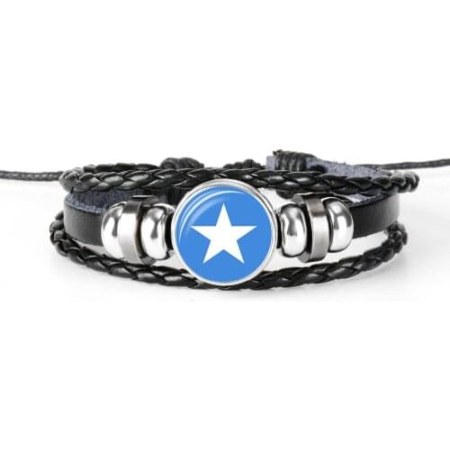 2018 New Fashion Singapore Slovakia Somalia Flag Bangle Bracelet For Men And Women Glass Cabochon Leather Bracelet Jewelry Gift