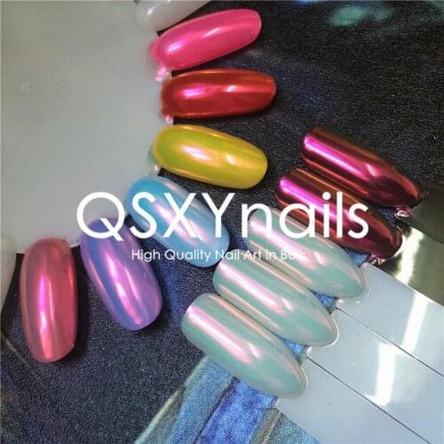 WHOLESALE 50g Finest Aurora Pigment Neon Powder Mermaid Unicorn Chrome Mirror Glitter Red Light for Nail Art Gel Nail Polish