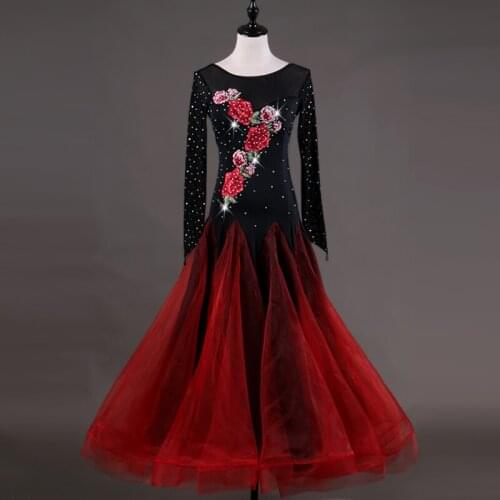 3D Embroidered flower modern Dance dress Match Performance fine quality Pattern Ballroom Dancing Clothing Woman Waltz