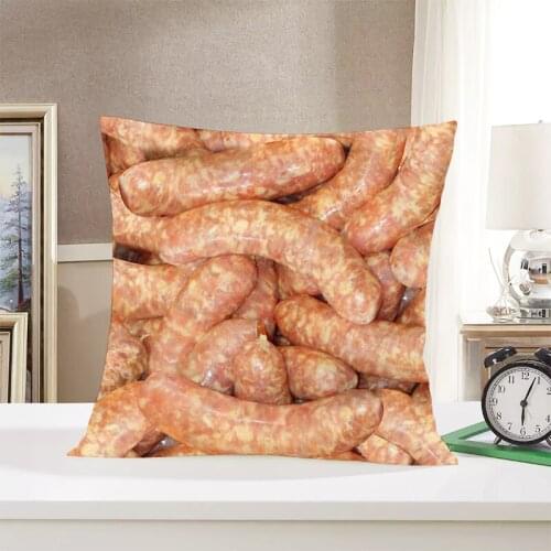 Cushion Cover Sausage Party Food Printing Pillow Case Sofa Throw Pillowcase for Sofa Chairs Car Pillowcase Case Invisible Zipper