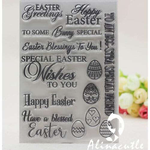 CLEAR STAMPS happy easter egg birth wish Alinacraft Scrapbooking Card paper craft silicon rubber roller transparent clear stamp