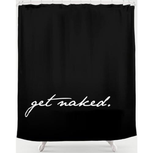 Get Naked White on Blackground Shower Curtain Waterproof Polyester Fabric 72 x 78 inches Set with Hook Nordic Bathroom Curtain