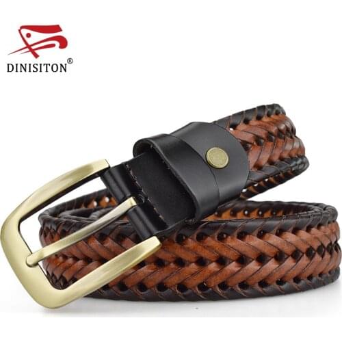 DINISITON Braided Belt For Mens Woven Belts Luxury Genuine Leather Cow Straps Hand Knitted Designer Men For Jeans Girdle Male