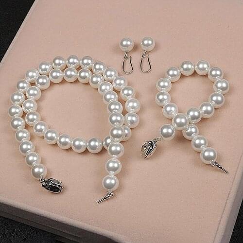 Romance Fashion Classic Jewelry set Exquisite Shell Pearls Necklace Bracelet 1 Pair Earrings for Lady Women Gifts