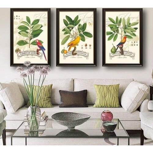 Vintage Flowers And Birds Art Canvas Prints Antique Decor Wall Painting Retro Style Pastoral Rural Home Decor Pictures No Frame