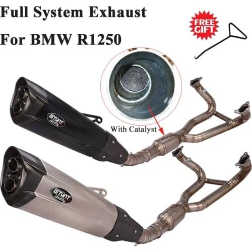 Titanium Alloy Full System Motorcycle Exhaust Escape For BMW R1250 GS ADV Slip On Catalys Link Pipe Carbon Fiber Muffler 2 Holes