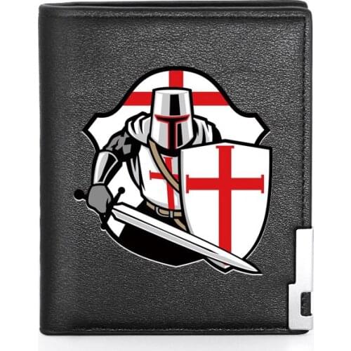 High Quality Luxury Knight Printing Leather Wallet Credit Card Holder Short Male Slim Purse For Men