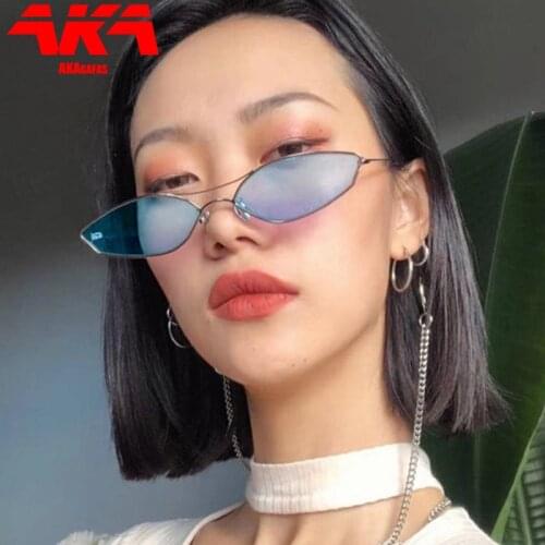 AKAgafas Small Frame Women Sunglasses 2021 Irregular Mirror Sunglasses Women Luxury Retro Brand Designer Oculus De Sol Feminino