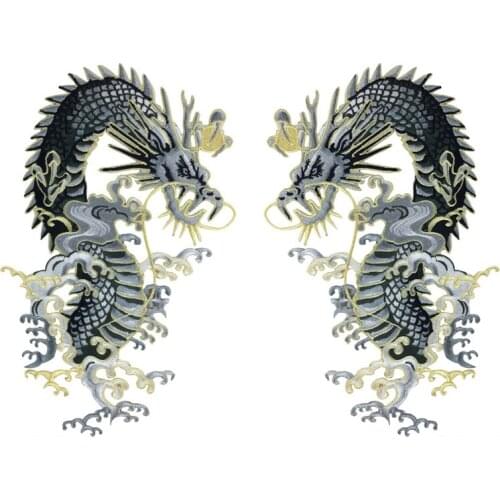 1pcs New Chinese Dragon Embroidered Patches Animal Sew or Iron on Patches Applique for Garment Clothes Dress Bags DIY Accessory